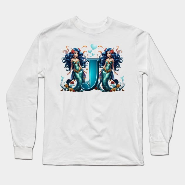 Mermaid Alphabet The Letter J Long Sleeve T-Shirt by MGRCLimon